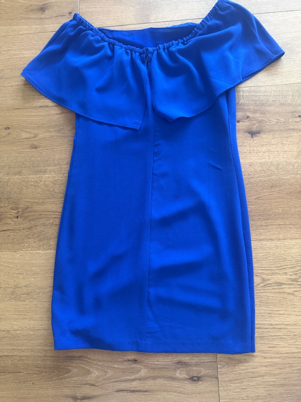One-Shoulder Royal Blue Off-Shoulder Shift Dress - Picture 2 of 5